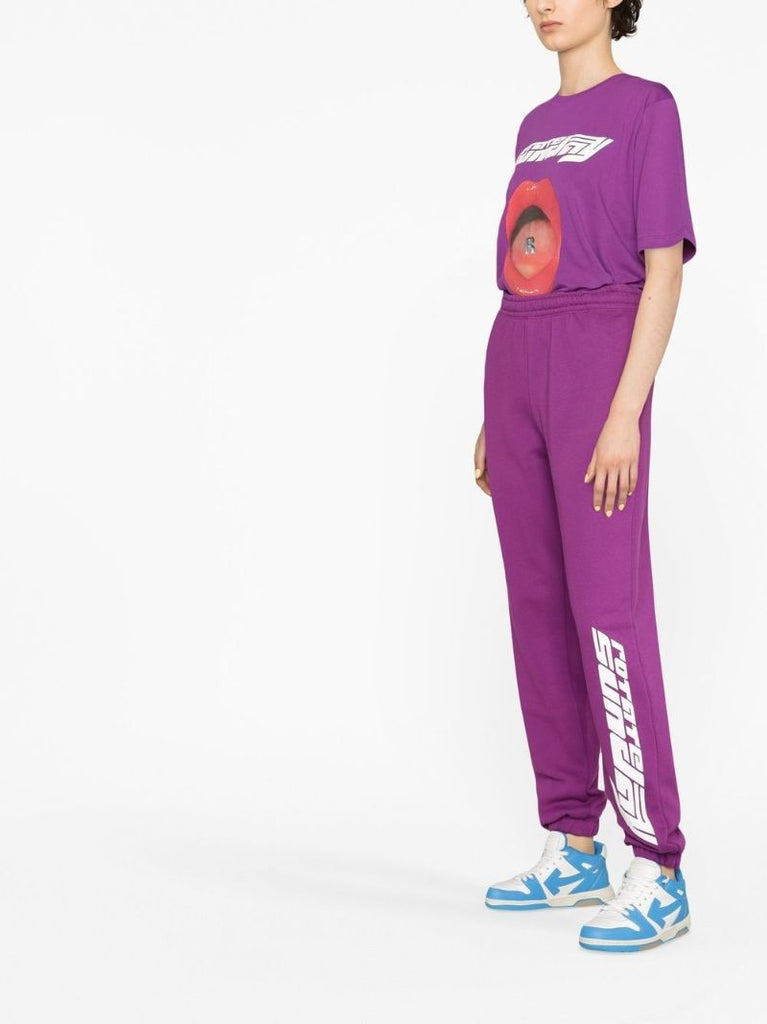 Purple Logo Print Track Pants