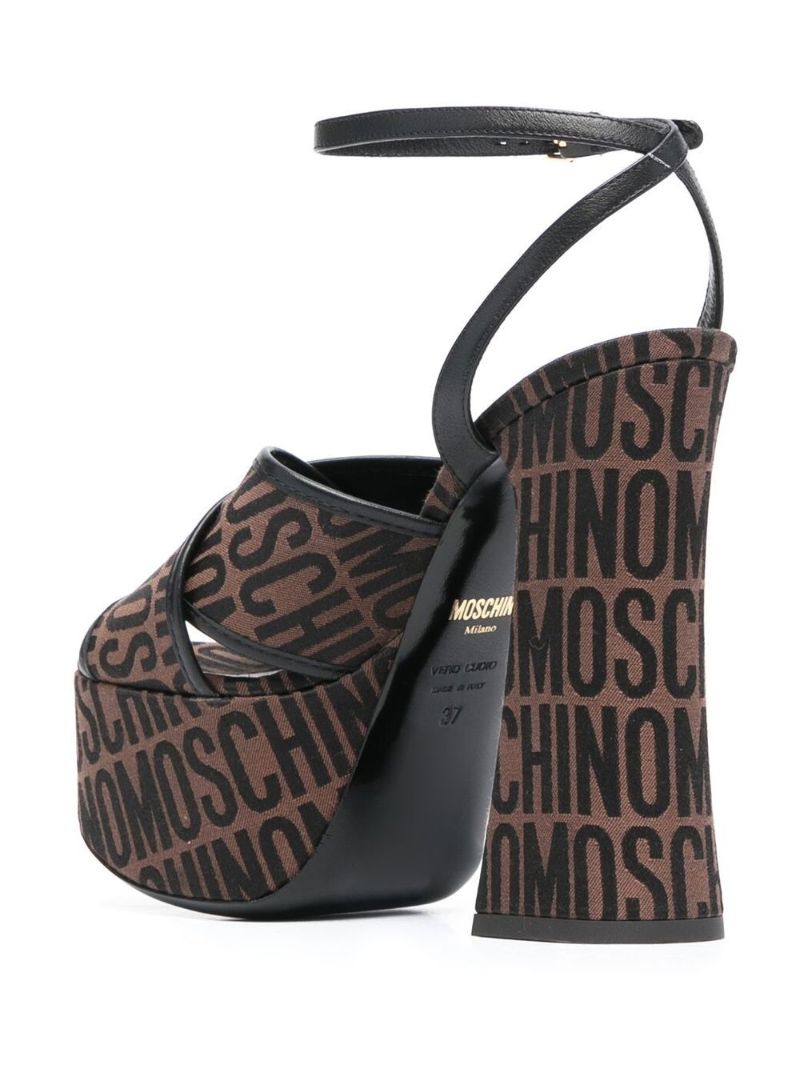 Brown Logo Jacquard Platform Sandals