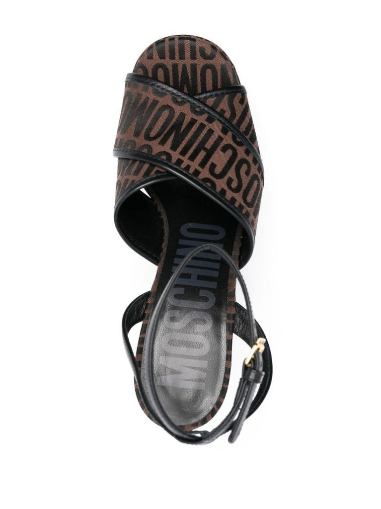 Brown Logo Jacquard Platform Sandals