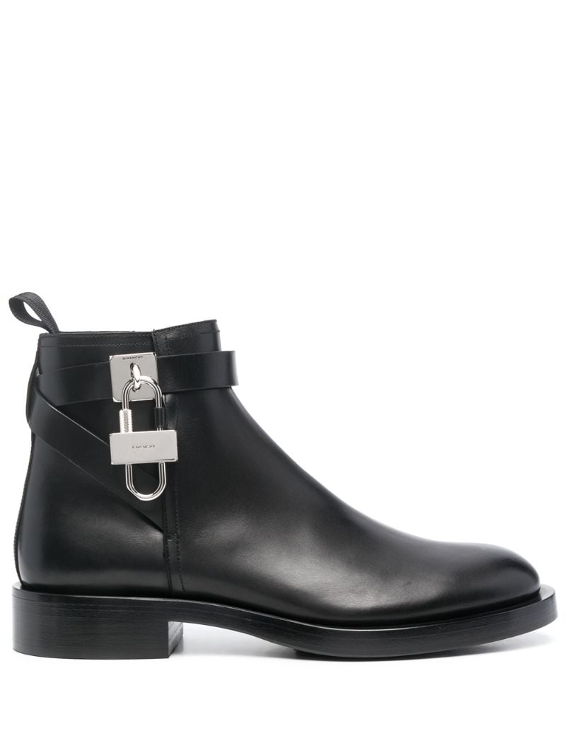 Black Lock Leather Ankle Boots