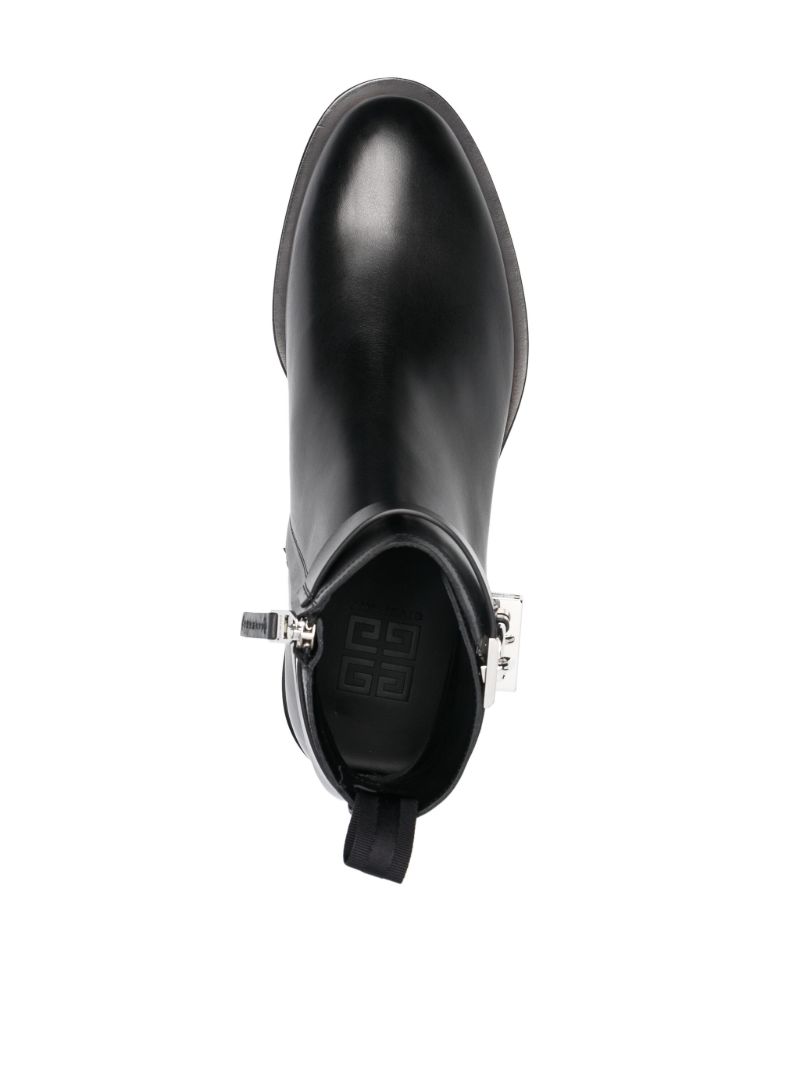 Black Lock Leather Ankle Boots