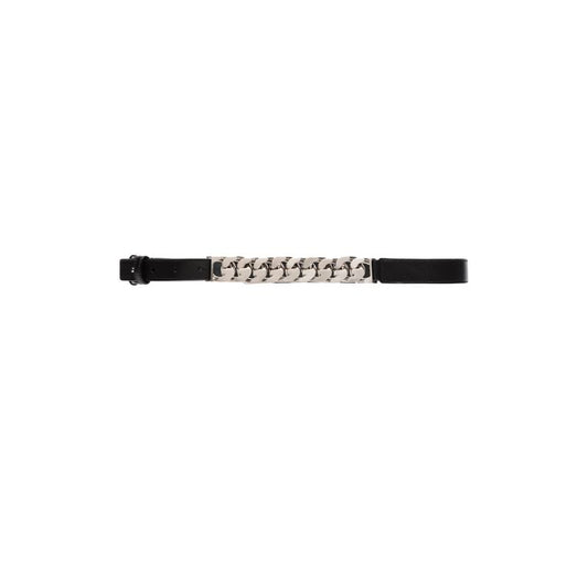 Black Chain Detail Leather Belt