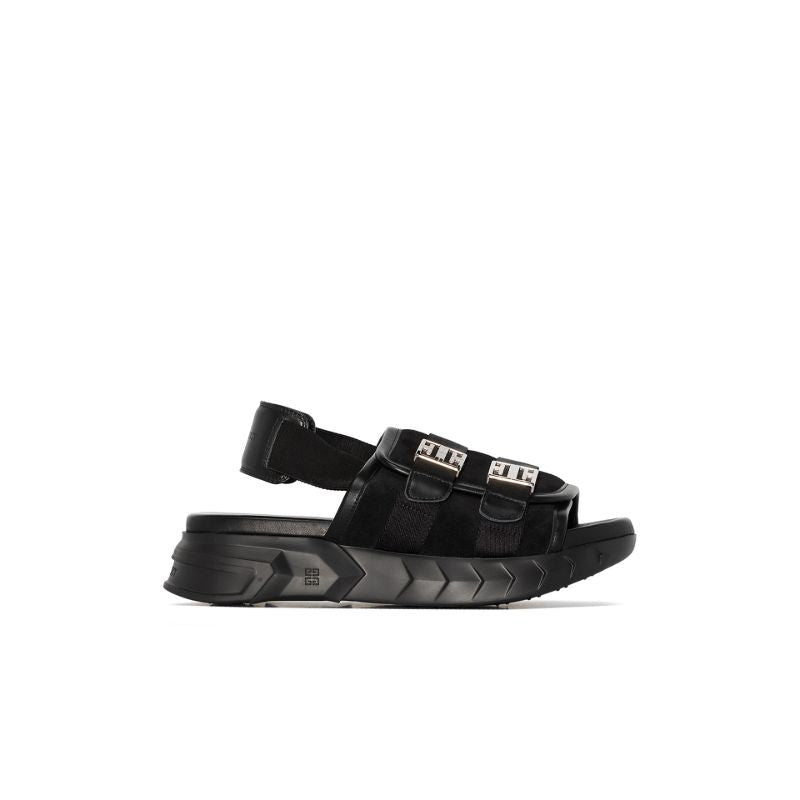 Black Marshmallow Leather Sandals