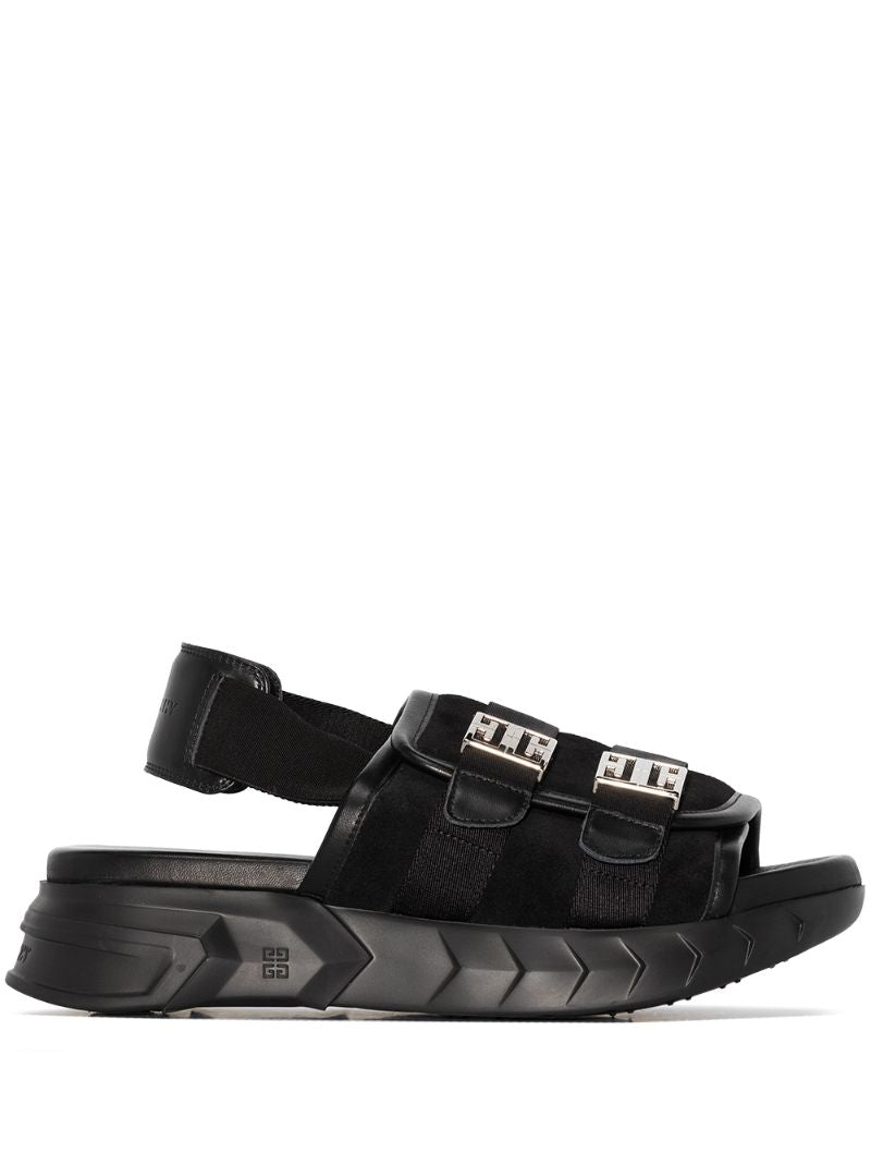 Black Marshmallow Leather Sandals