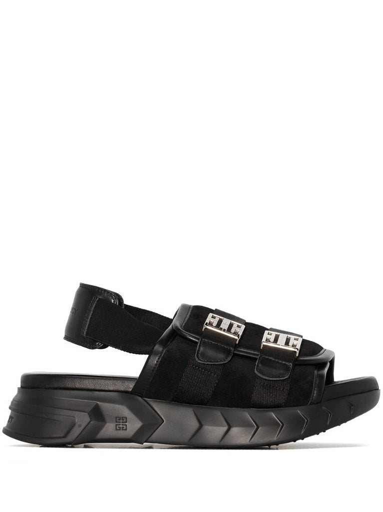 Black Marshmallow Leather Sandals