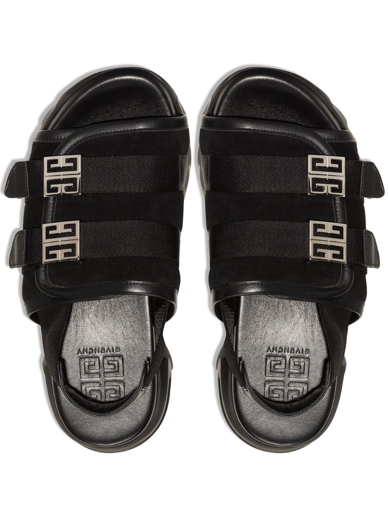 Black Marshmallow Leather Sandals