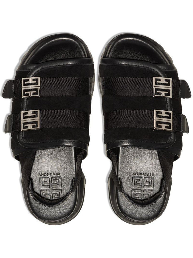 Black Marshmallow Leather Sandals