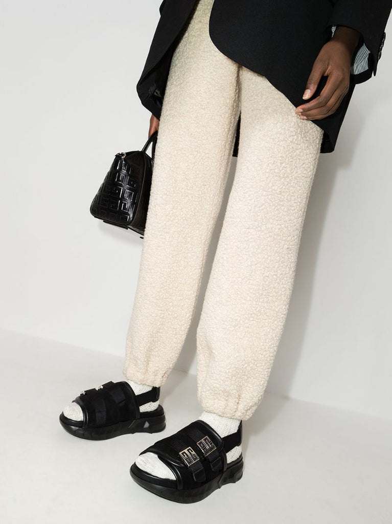 Black Marshmallow Leather Sandals