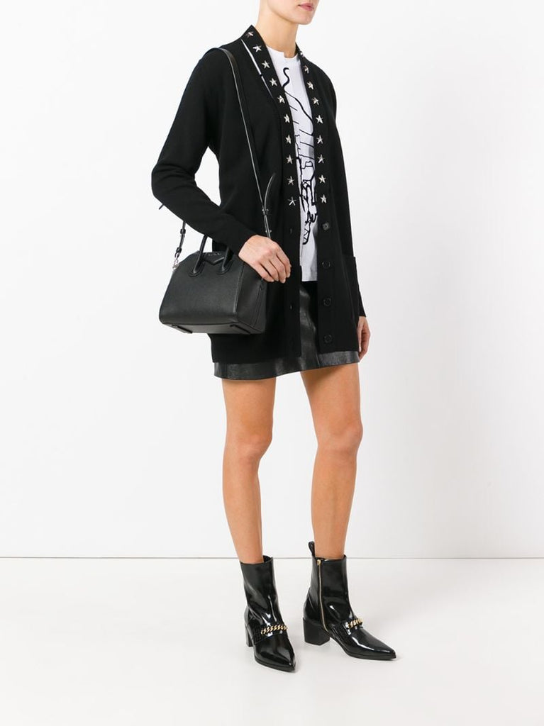 Black Antigona Mini Leather Tote Bag
