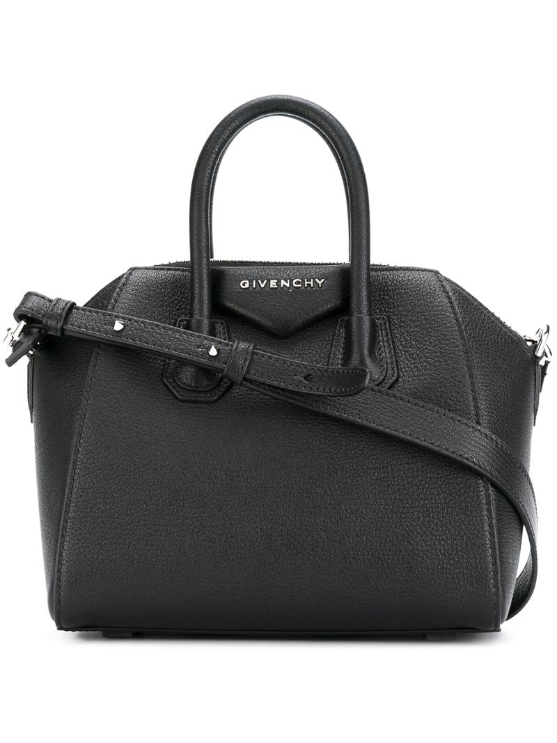 Black Antigona Mini Leather Tote Bag