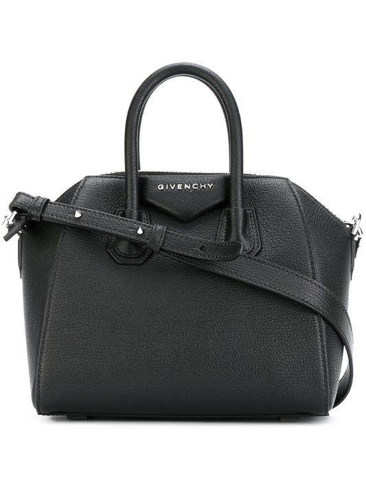 Black Antigona Mini Leather Tote Bag