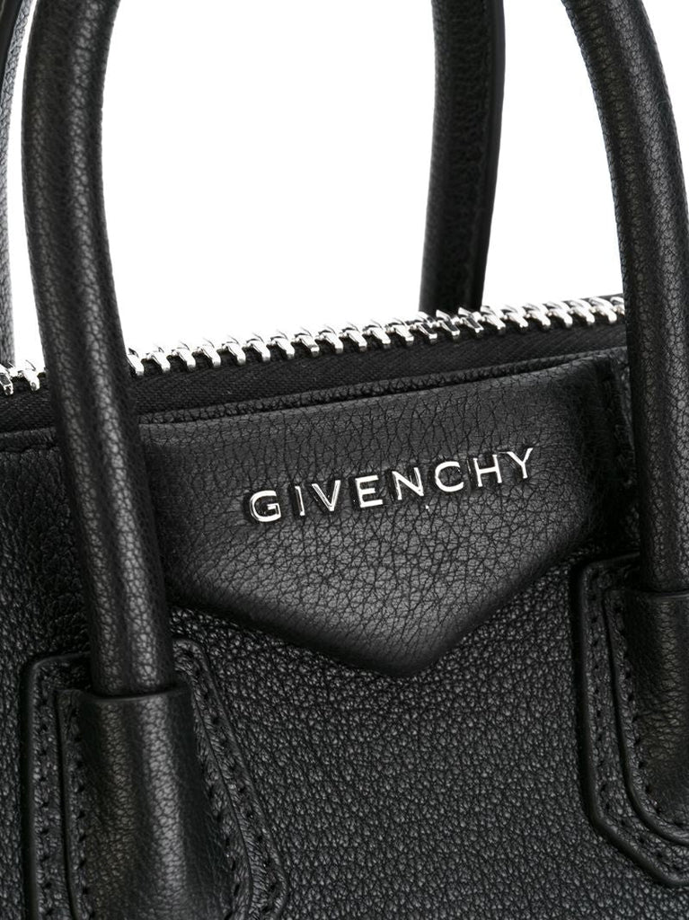 Black Antigona Mini Leather Tote Bag
