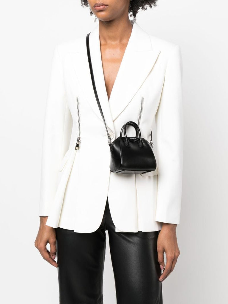 Black Antigona Micro Leather Tote Bag