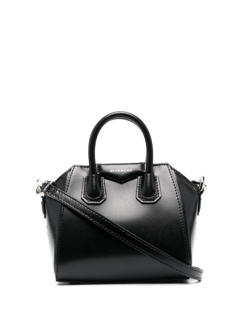 Black Antigona Micro Leather Tote Bag