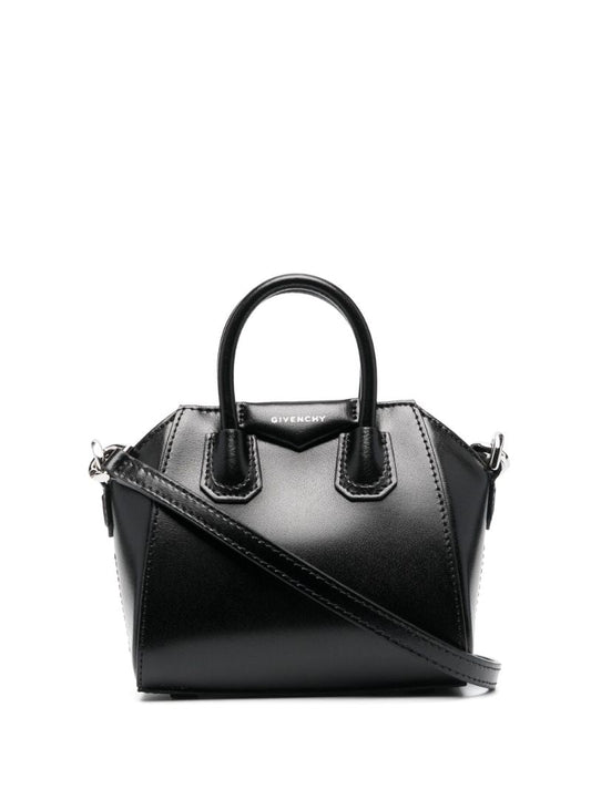 Black Antigona Micro Leather Tote Bag