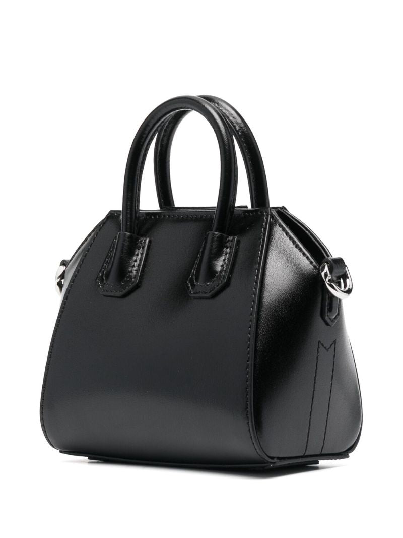 Black Antigona Micro Leather Tote Bag