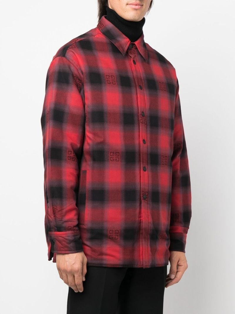 Red and Black 4g Checked Print Padded Cotton Shirt