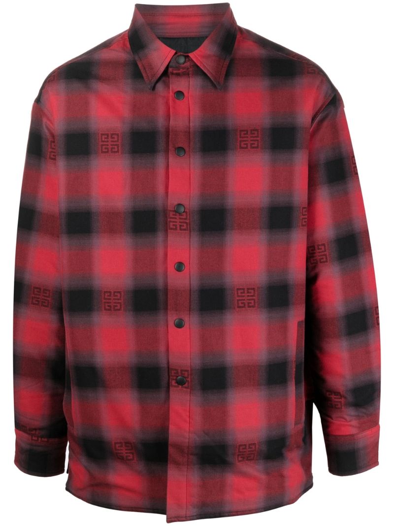 Red and Black 4g Checked Print Padded Cotton Shirt