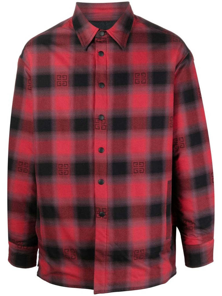 Red and Black 4g Checked Print Padded Cotton Shirt