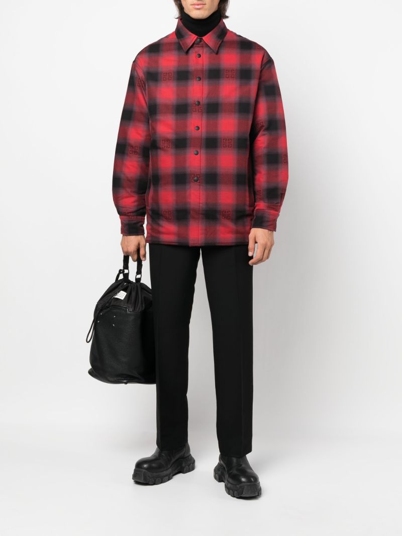 Red and Black 4g Checked Print Padded Cotton Shirt