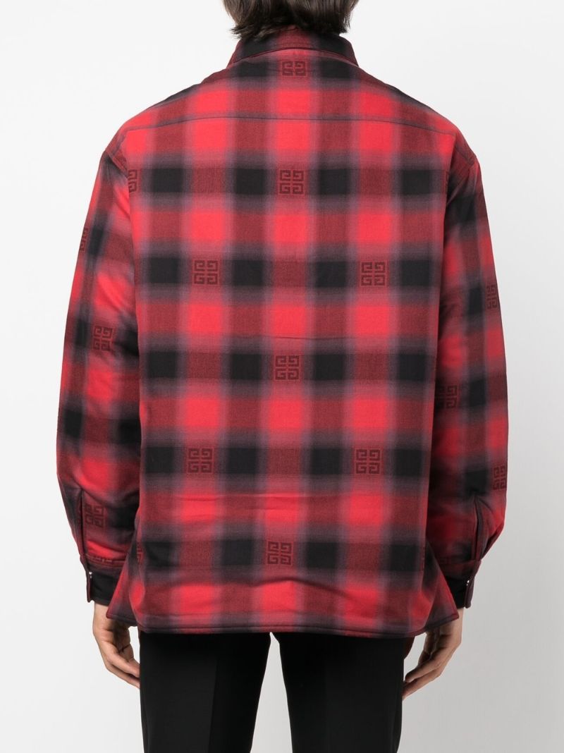 Red and Black 4g Checked Print Padded Cotton Shirt