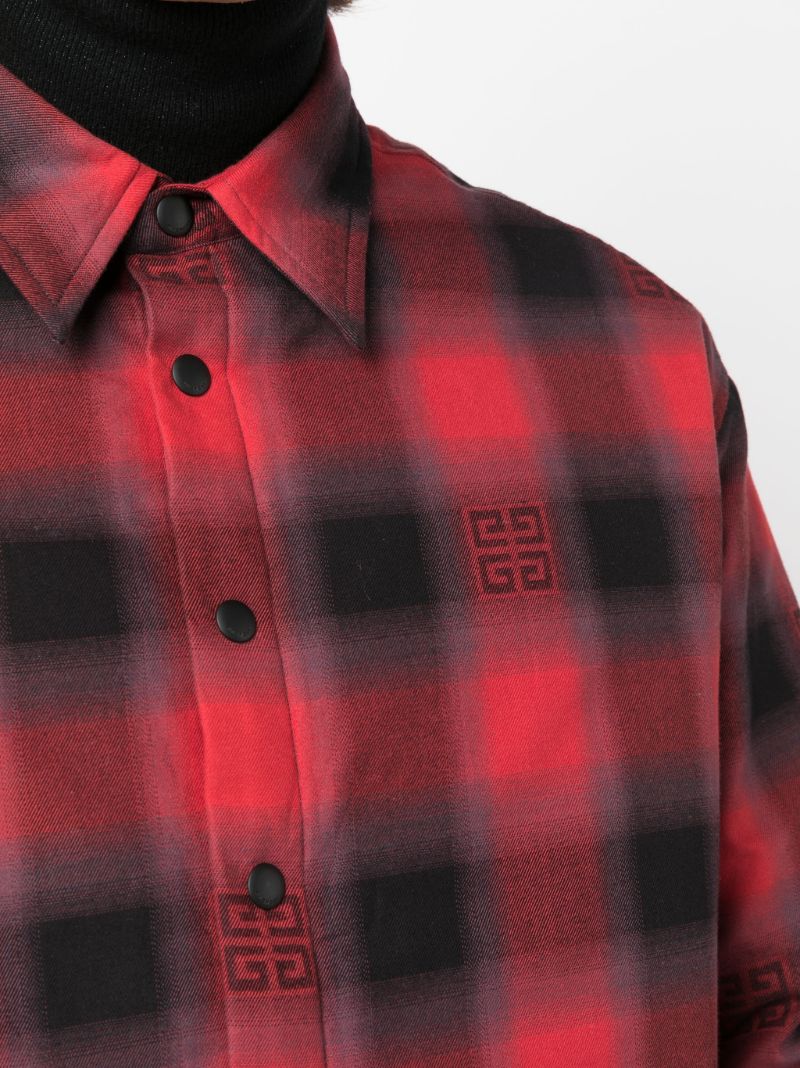 Red and Black 4g Checked Print Padded Cotton Shirt