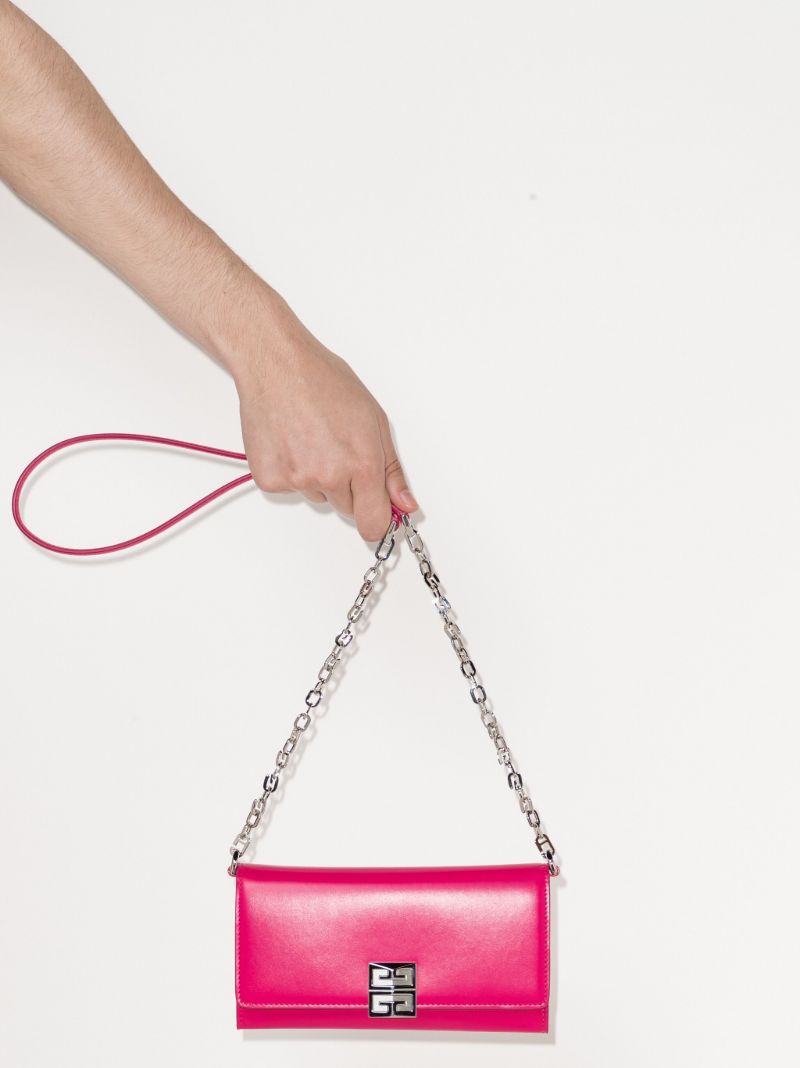 Pink 4g Emblem Leather Chain Wallet