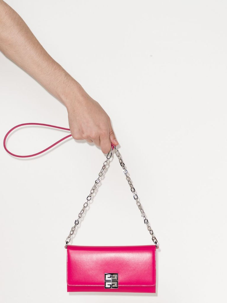 Pink 4g Emblem Leather Chain Wallet