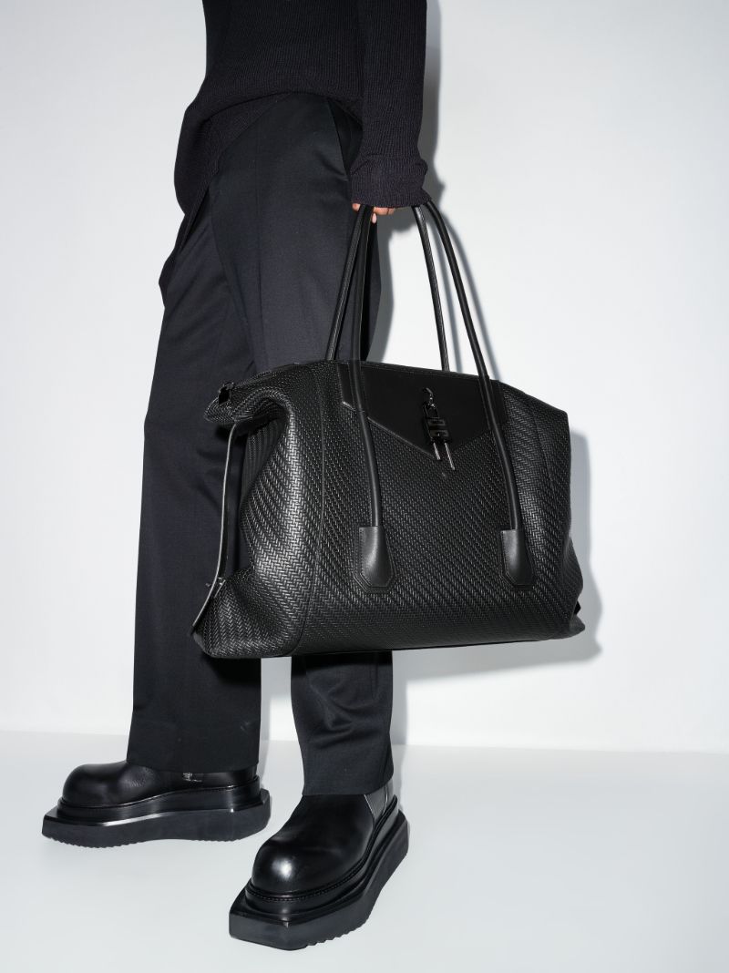 Black Antigona Large Woven Leather Tote Bag