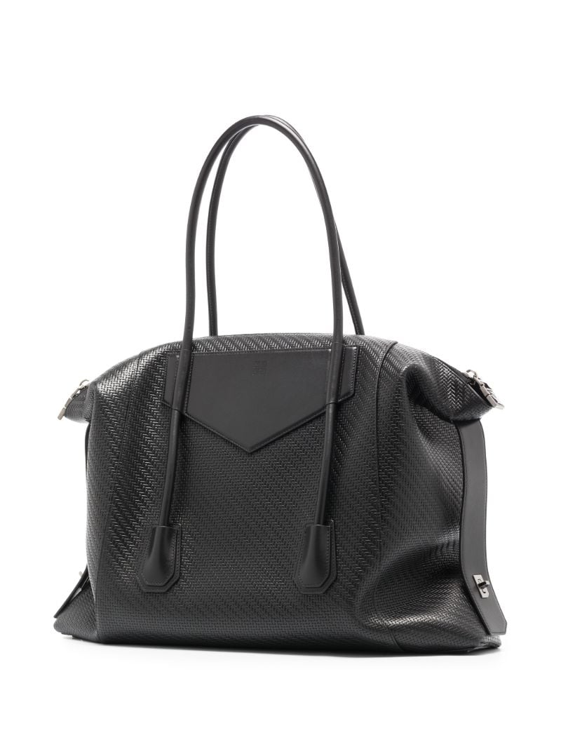 Black Antigona Large Woven Leather Tote Bag