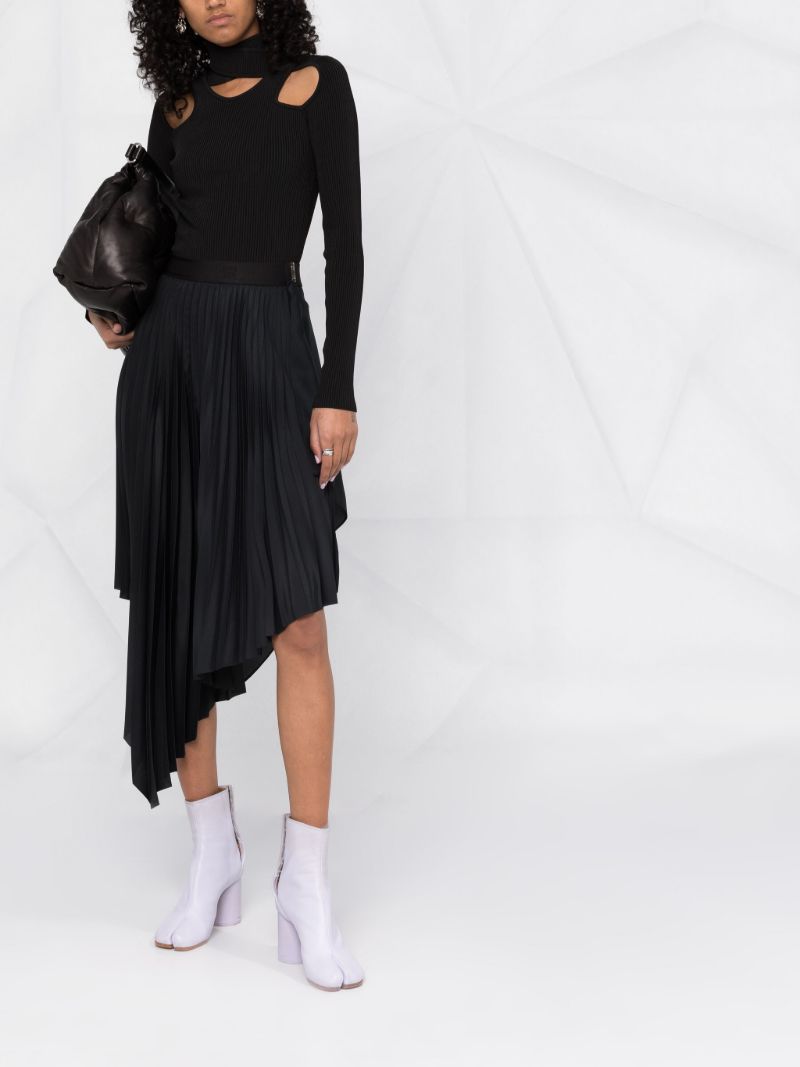 Black Asymmetric Pleated Skirt