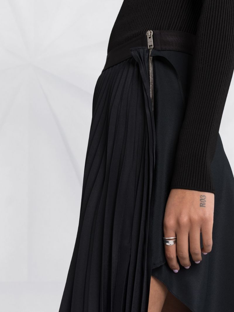 Black Asymmetric Pleated Skirt