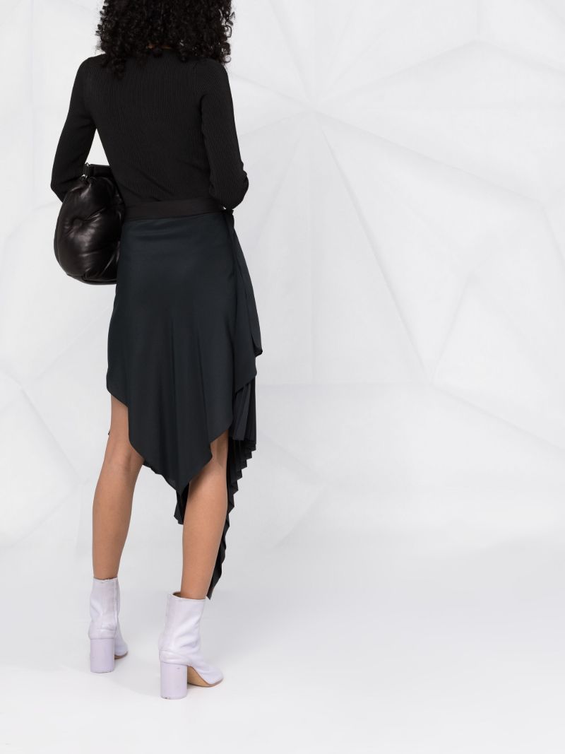 Black Asymmetric Pleated Skirt