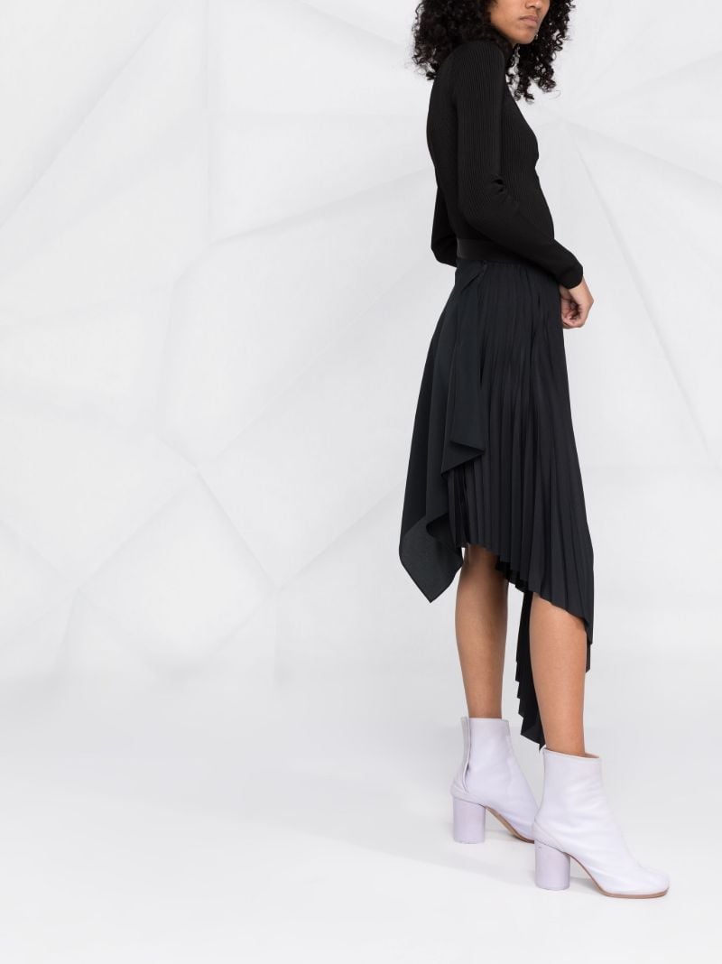 Black Asymmetric Pleated Skirt