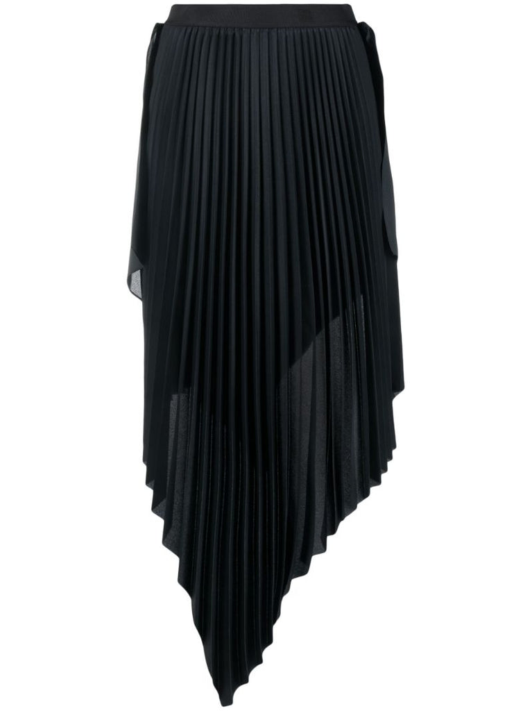 Black Asymmetric Pleated Skirt