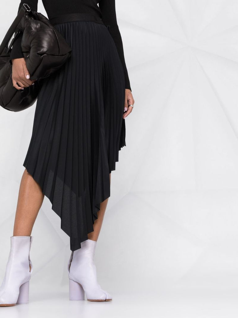 Black Asymmetric Pleated Skirt