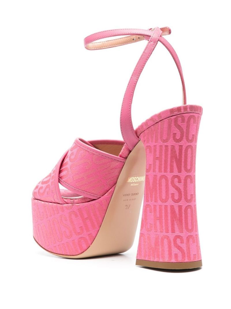 Pink Logo Jacquard Platform Sandals
