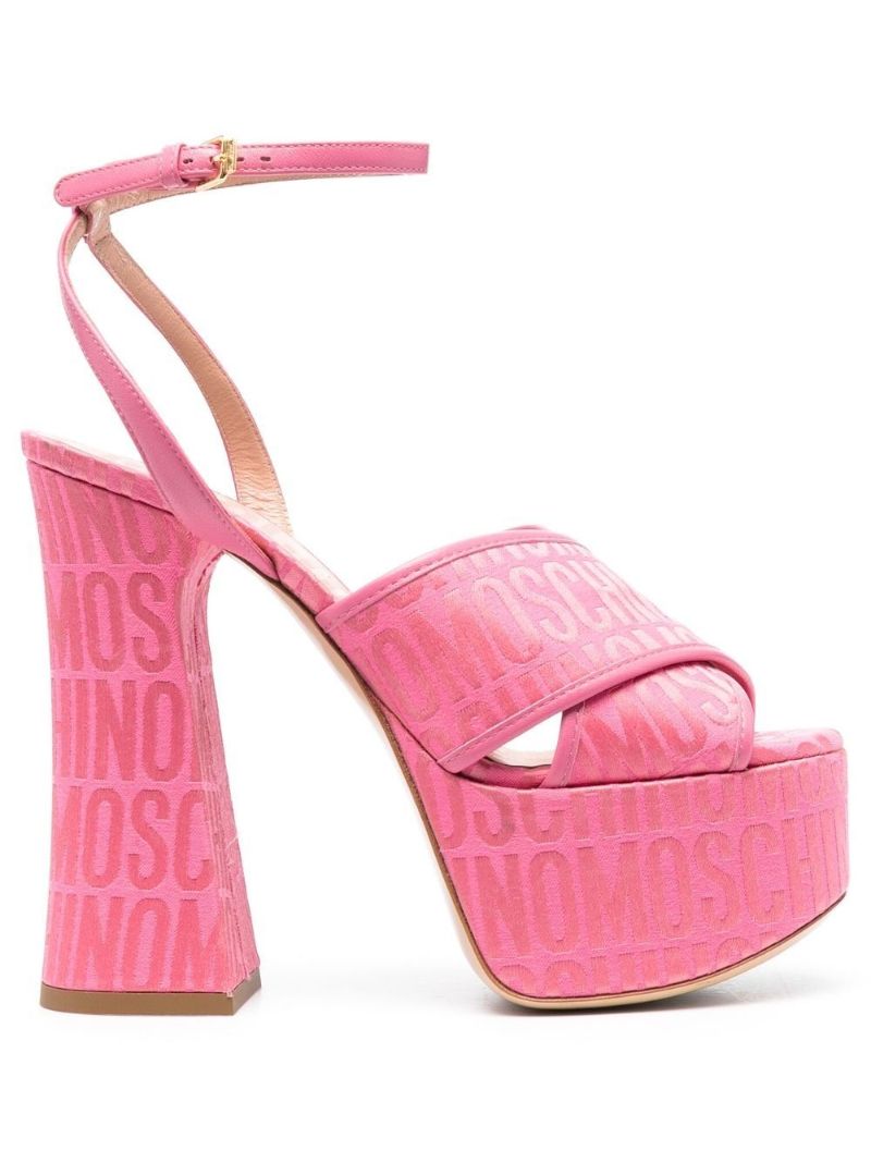 Pink Logo Jacquard Platform Sandals
