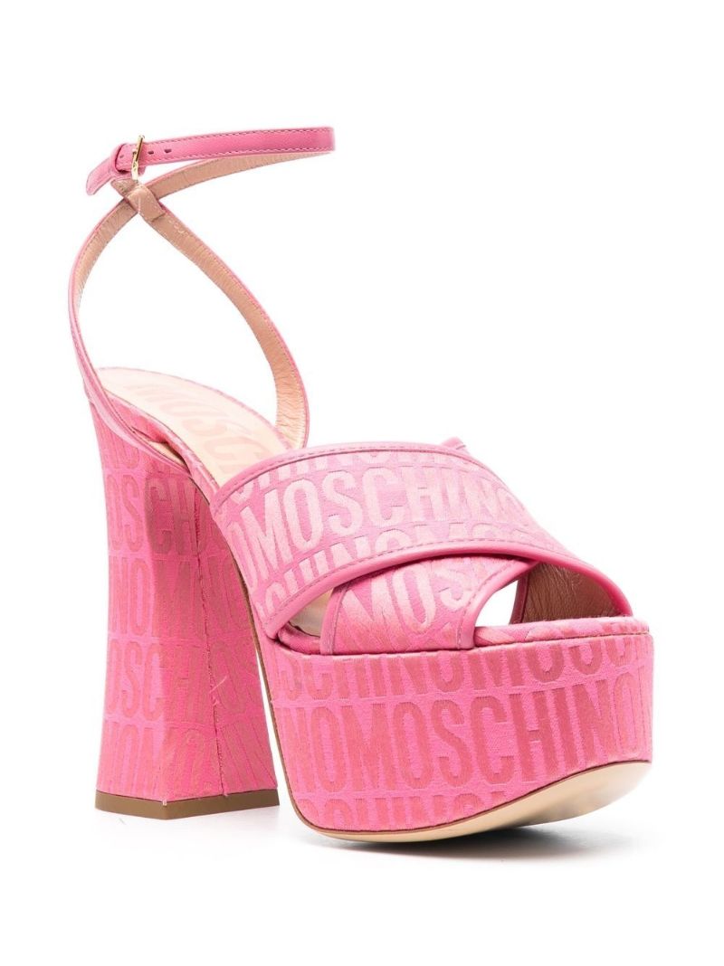 Pink Logo Jacquard Platform Sandals