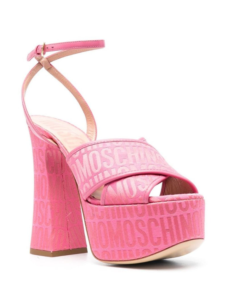 Pink Logo Jacquard Platform Sandals