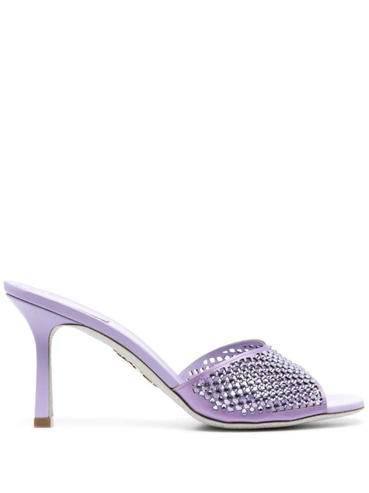 Purple 90 Crystal Leather Mules