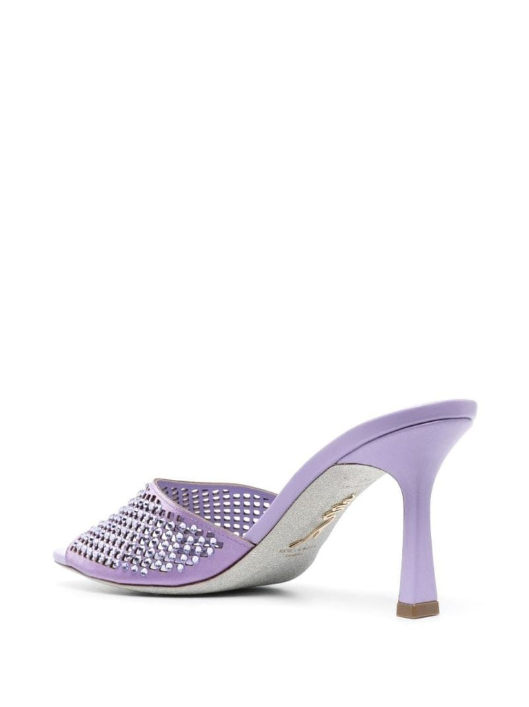 Purple 90 Crystal Leather Mules