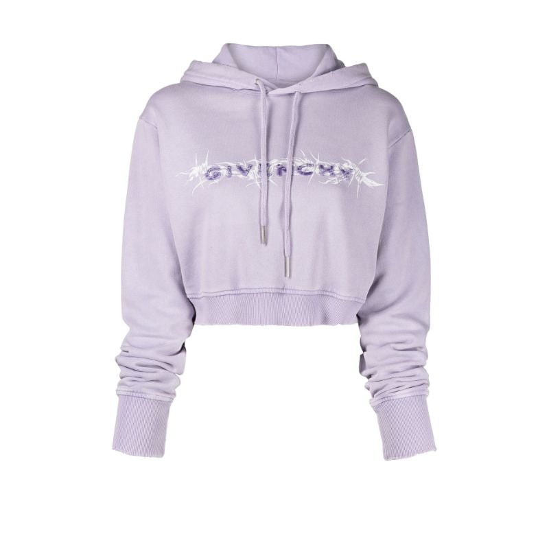 Barbed Wire Logo Cropped Hoodie