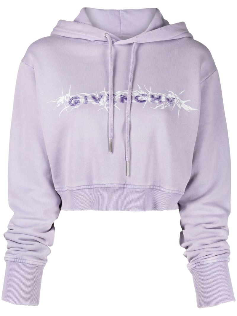 Barbed Wire Logo Cropped Hoodie