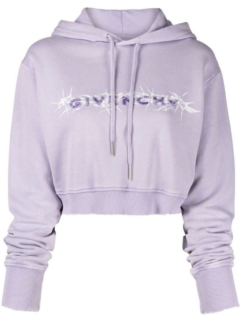 Barbed Wire Logo Cropped Hoodie