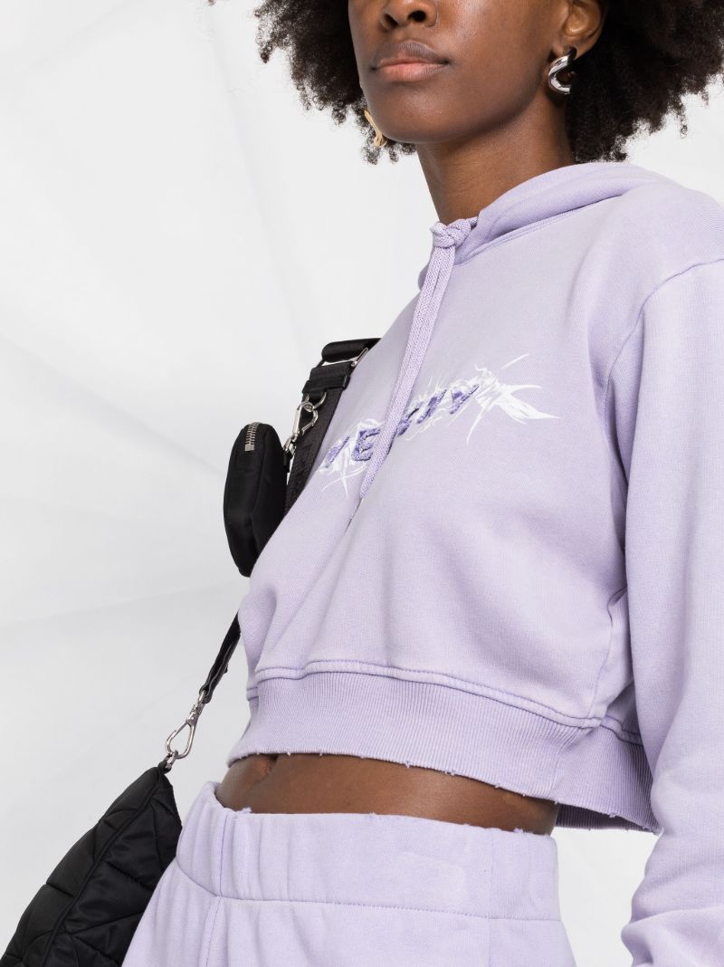 Barbed Wire Logo Cropped Hoodie