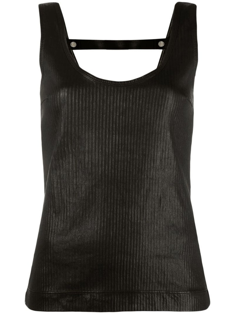 Ribbed Leather Camisole Top