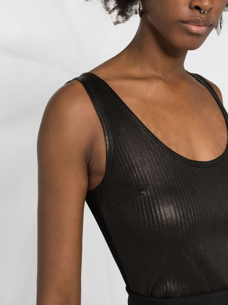 Ribbed Leather Camisole Top