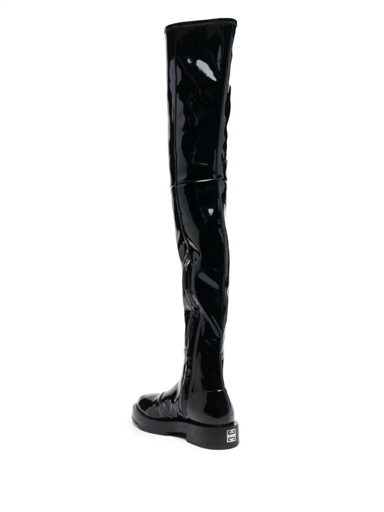 Black Patent Leather Thigh-high Boots