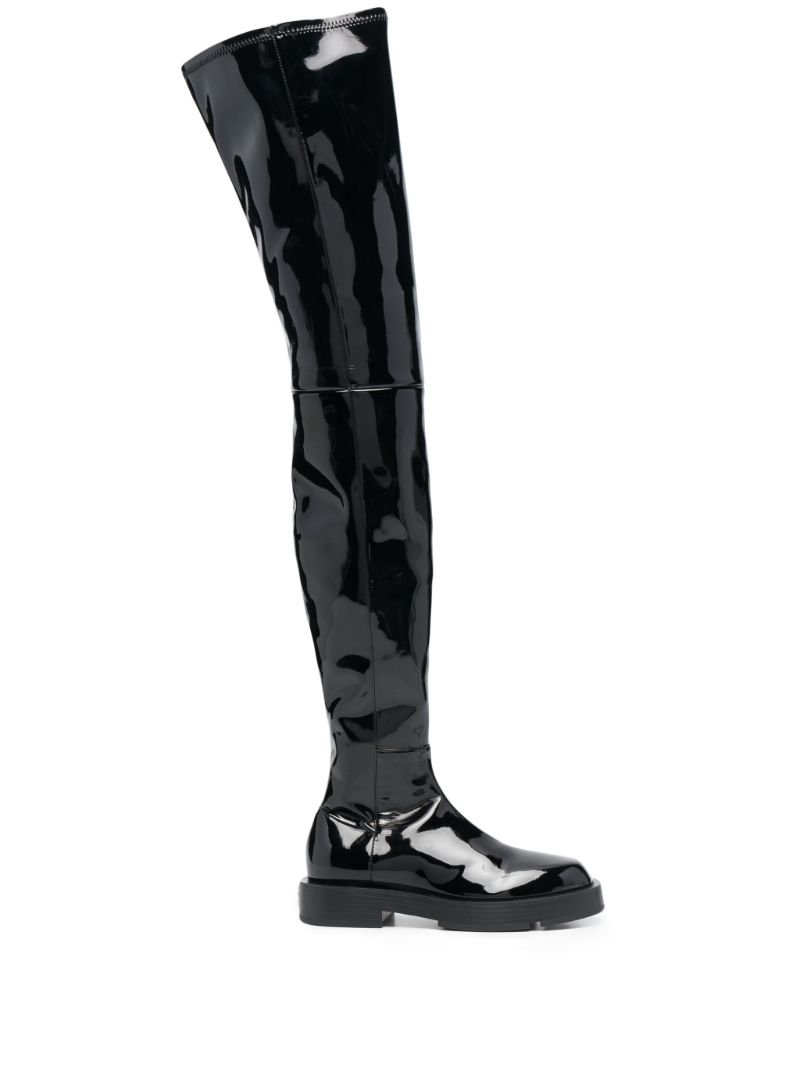 Black Patent Leather Thigh-high Boots